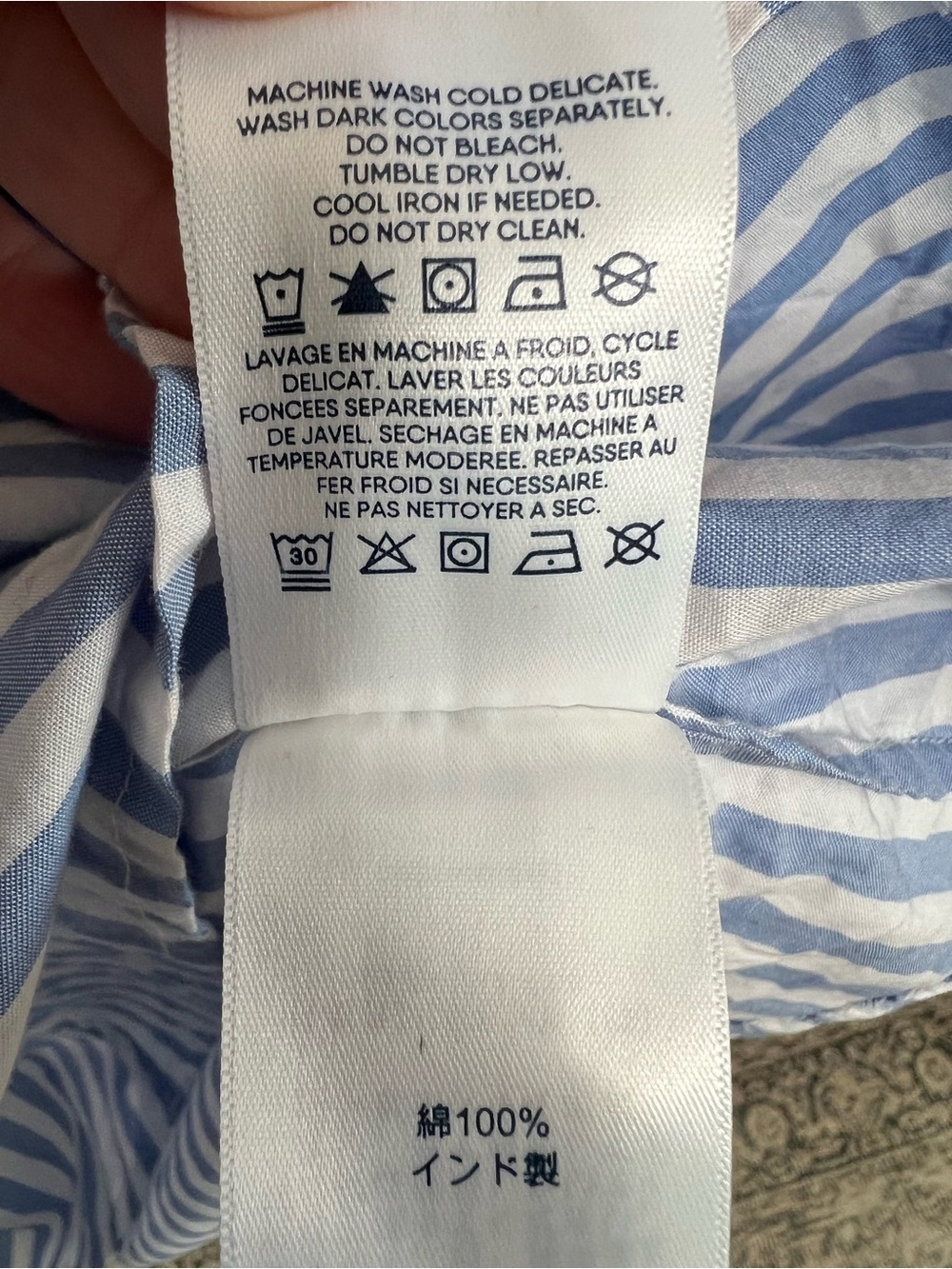 Lands’ End Blue Stripe 100% Cotton Tunic Dress Womens Medium Coastal Cottagecore - Picture 12 of 16
